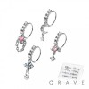 8PCS OF ASSORTED CZ DANGLE 316L SURGICAL STEEL O-RING NOSE HOOP BOX
